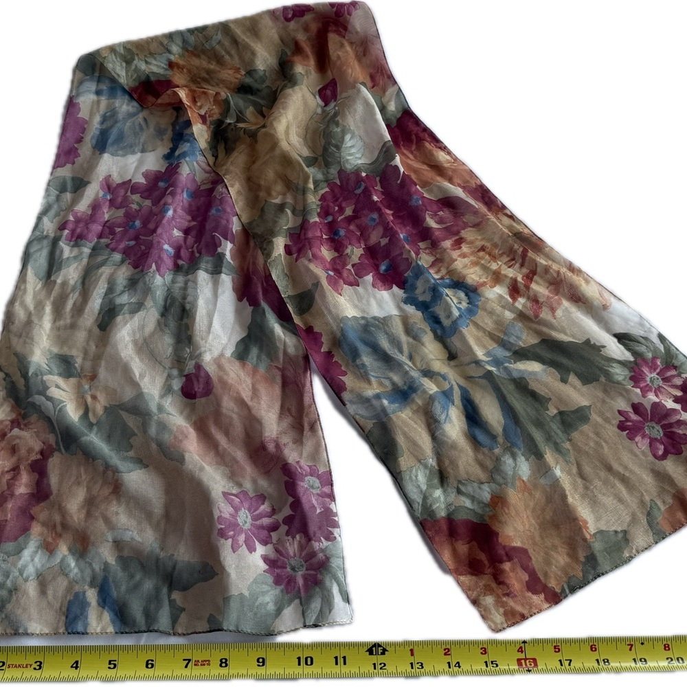 Dress Barn Scarf in Pink, Blue, and Green Watercolor
